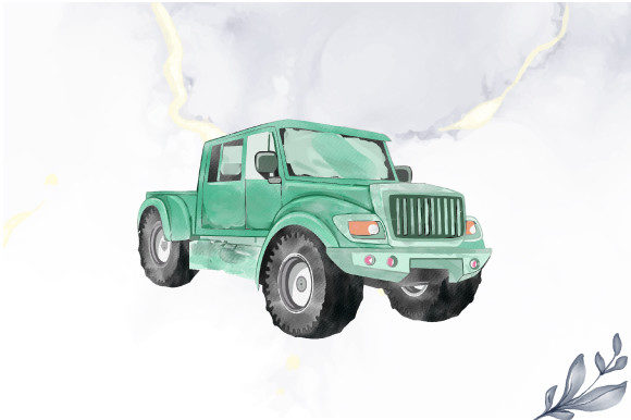 Beautiful Watercolor Monster Truck Illustrations