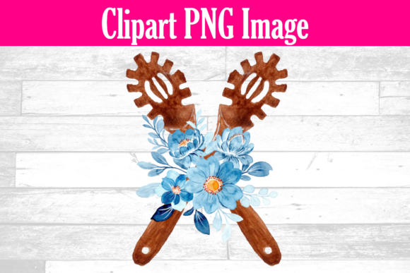Floral Watercolor Kitchen Utensils Illustrations