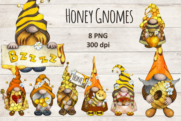 Honey Bee Gnome Clipart Png Watercolor Illustrations