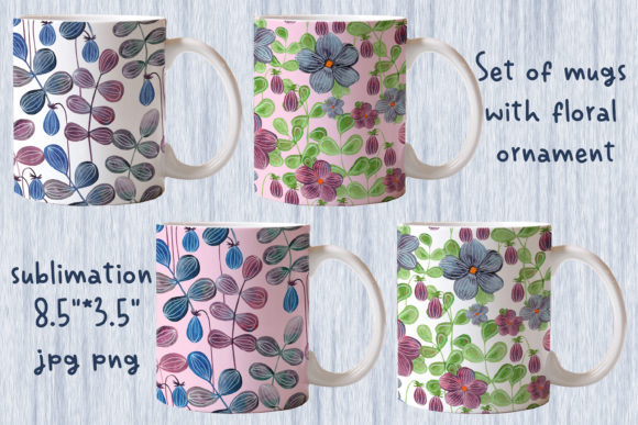Mugs Watercolor Floral Ornament Illustrations
