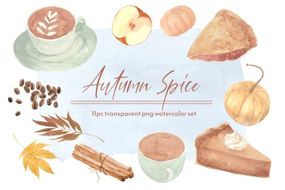 Pumpkin Spice Coffee Pastry Watercolor