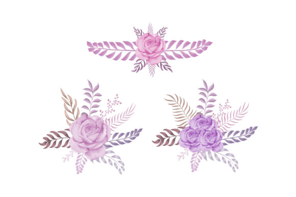 Set of Watercolor Floral Element Illustrations