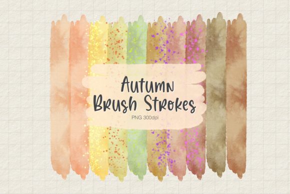 WATERCOLOR AUTUMN BRUSH STROKES and Illustrations