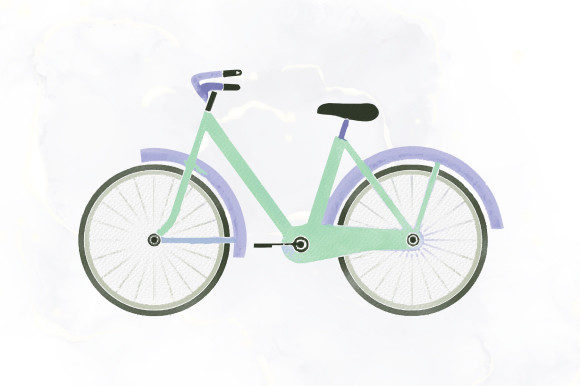 Watercolor Bicycle Clipart and Illustrations