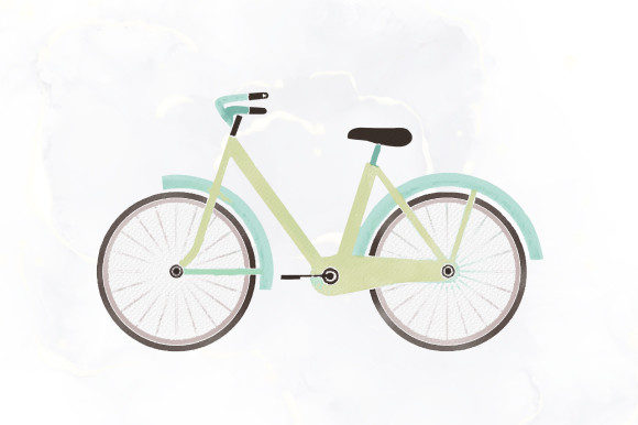 Watercolor Bicycle Clipart Design and Illustrations