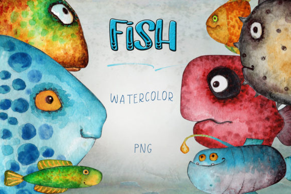 Watercolor Collection of Fish and Illustrations