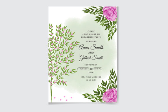 Watercolor Floral Wedding Card Design and Illustrations