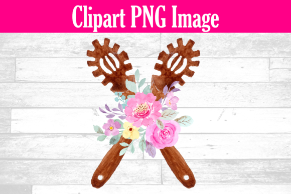 Watercolor Kitchen Utensils Floral