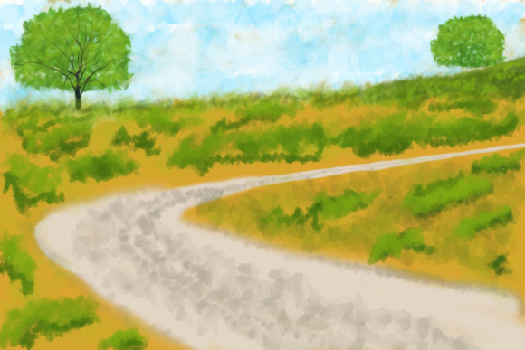 Watercolor Landscape with Field Illustrations