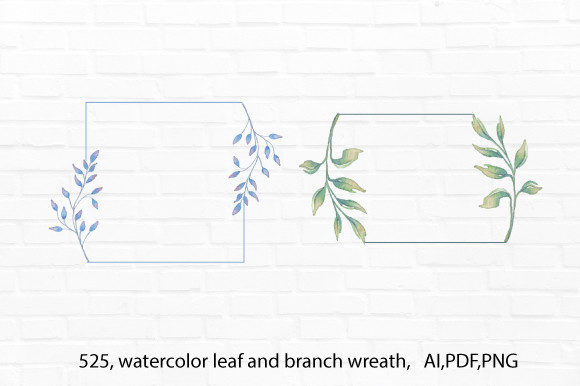 Watercolor Leaf Frame Art 525 Illustrations