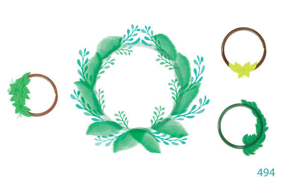 Watercolor Leaf Frame Bundle Clip Art