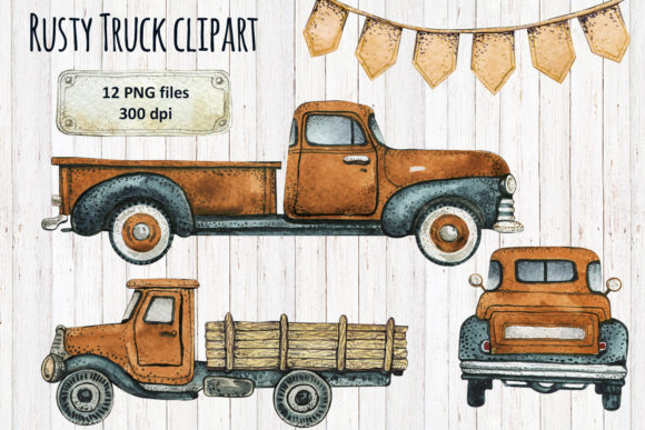 Watercolor Orange Rusty Clipart Set Png Illustrations