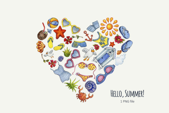 Watercolor Summer Heart