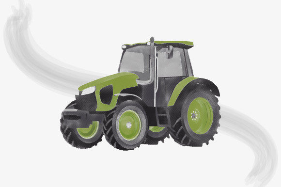 Watercolor Tractor Clipart Design and Illustrations