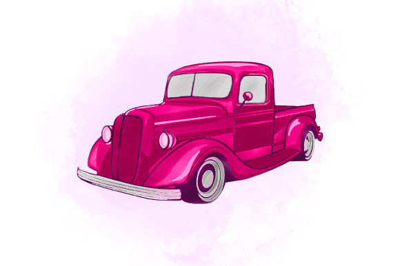 Watercolor Vintage Car Design Illustrations