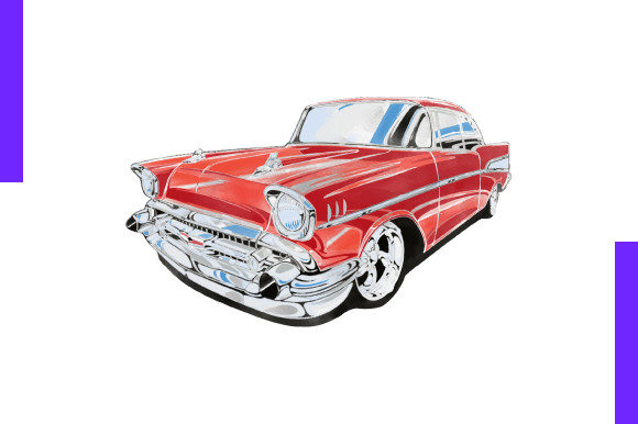 Watercolor Vintage Old Car