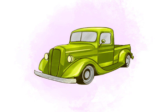 Watercolor Vintage Old Car Design Illustrations