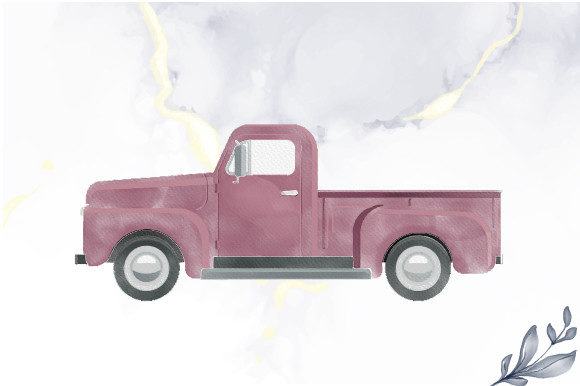 Watercolor Vintage Old Truck Design Illustrations
