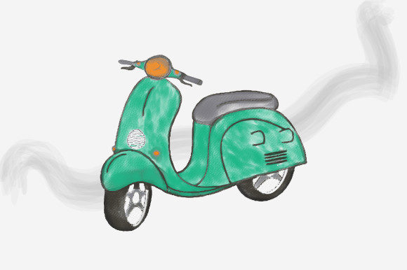 Watercolor Vintage Scooter Illustrations
