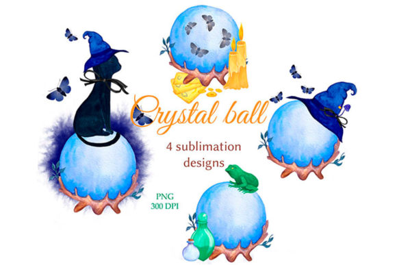 Watercolor Witch Crystal Ball Clipart