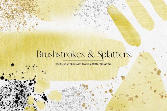 Yellow Watercolor Brush Strokes Illustrations